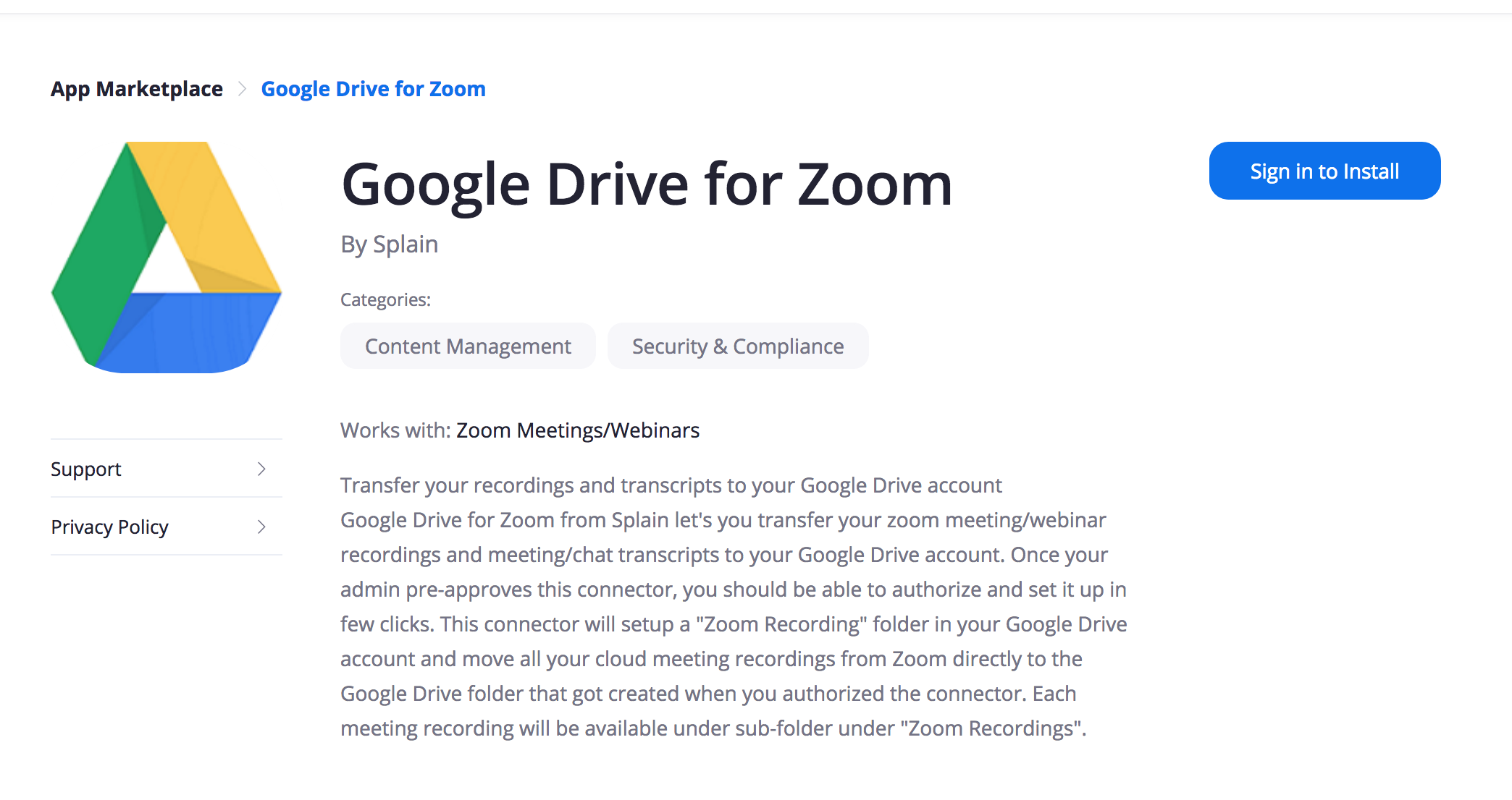 Find the google drive for zoom and sign in with our zoom credentials